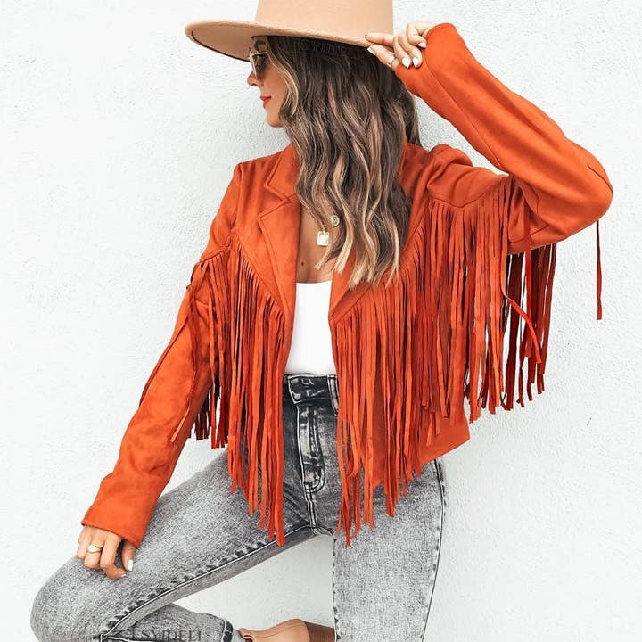 Plush Looks - Wholesale Jacket - Women's - Deerskin Velvet Temperament Lapel Fringe Short Jacket8