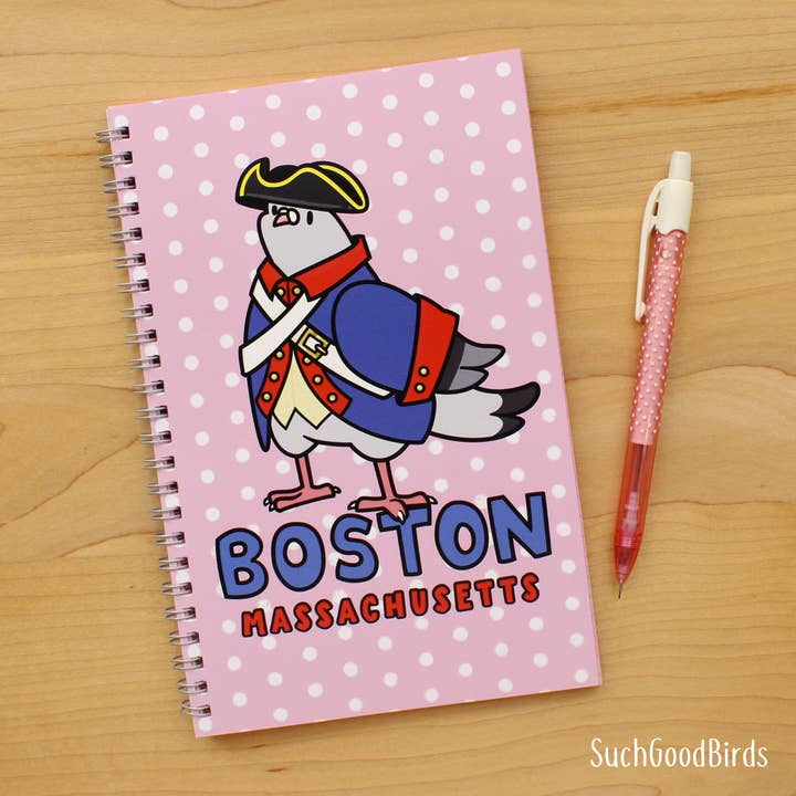 Boston Soldier 5.5" x 8.5" Notebook - pigeon souvenir for wholesale by Such Good Birds