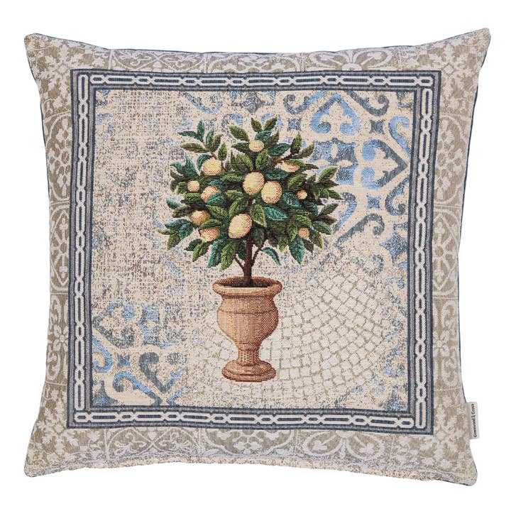 Lemon Tree Woven Cushion - 42x42cm (17"x17") for wholesale by Hines of Oxford