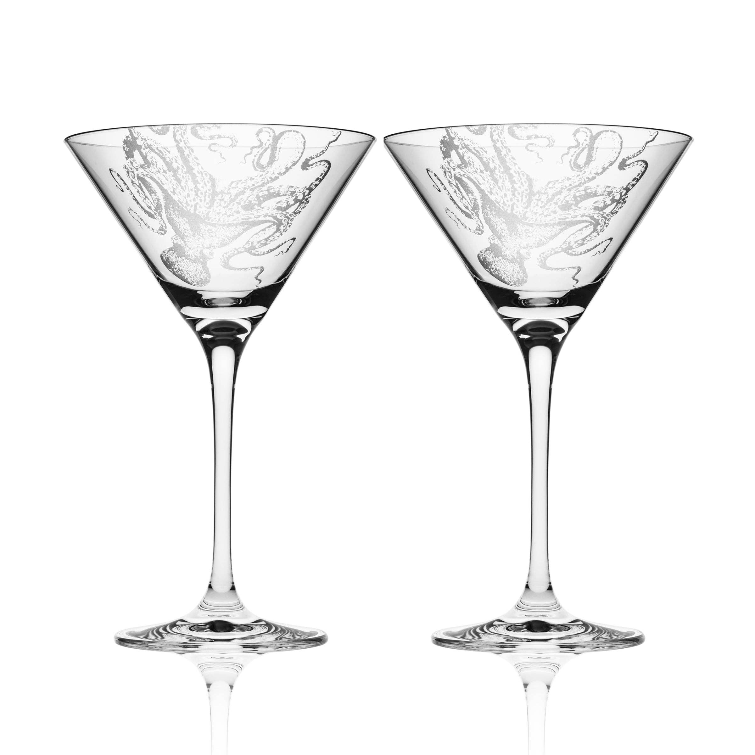 Caskata Quinn Martini Glasses, Set of 2, Mouth-Blown Glass