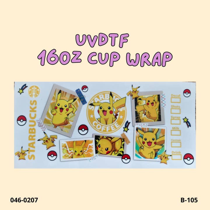 UVDTF Tassenhülle Pokémon Pikachu Starbucks Kaffee 16 oz Glas für den Großhandel von Weavey Studio