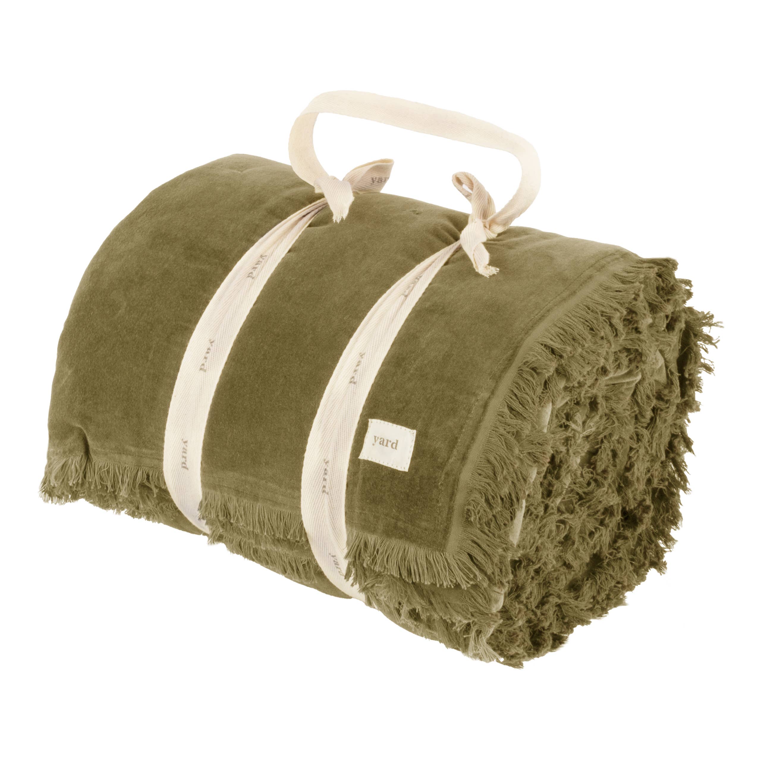 Muschio Coperta Trapuntata Jaye in Velluto di Cotone, Colore Moss in vendita all'ingrosso su Faire5