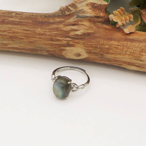 NYMA ~ Natural Labradorite Adjustable Ring for wholesale on Faire4