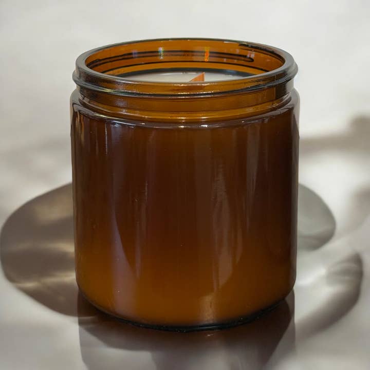 Apricity Products LLC - Wholesale Jar/Filled Candle - Amber Vessel | Coconut Apricot Wax Wooden Wick Candle1