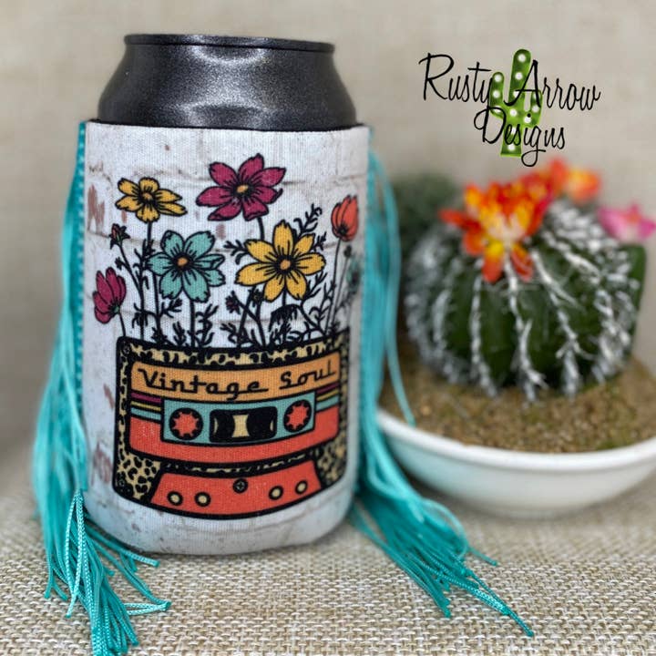 Regular Cassette Vintage Soul Fringe Koozie for wholesale by RAD Wholesale