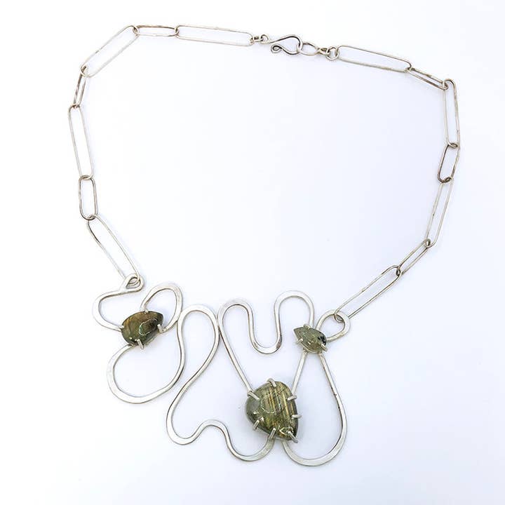 Audacious Studio - Wholesale Pendant/Charm Necklace - Niemeyer Curves Necklace in Sterling and Labradorite2