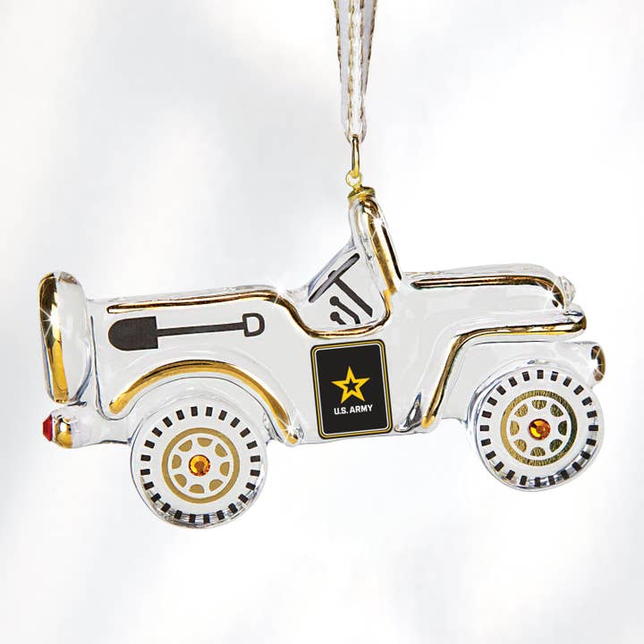 U.S. Army Jeep Ornament for wholesale by Glass Baron