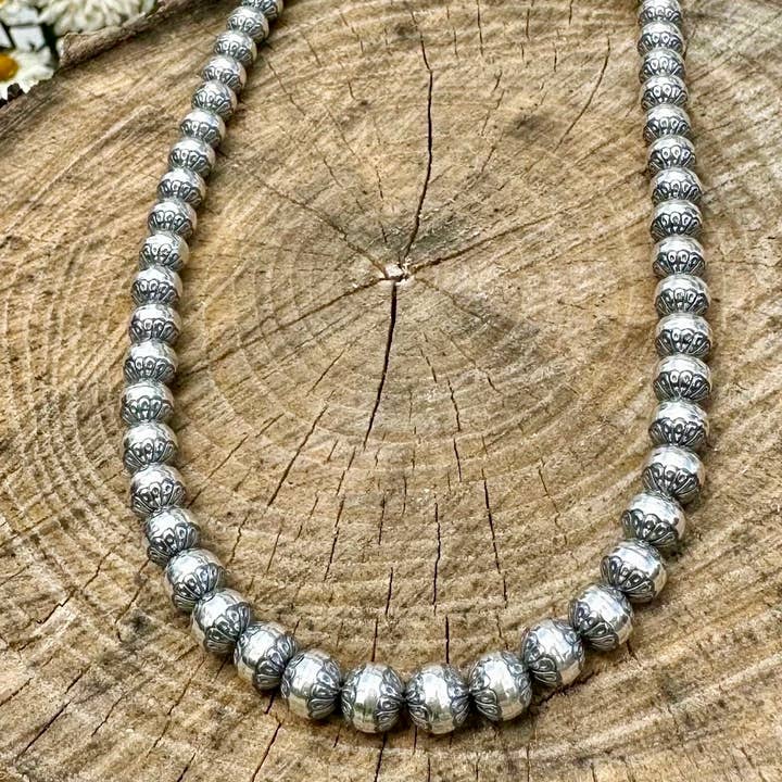 Ella Elisabeth Designs - Wholesale Beaded/Pearl Necklace - Handcrafted 8 mm Stamped Navajo Pearl Beaded Necklace1