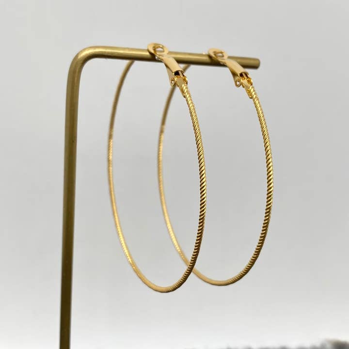 Mio Queena - Wholesale Hoop Earrings - 60mm Inside Diameter 18K Gold Plated SS Hoop Earrings - FGS12