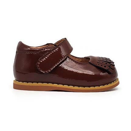 Mary Jane Casual - Verni café pour la vente par Tippy Tot Shoes
