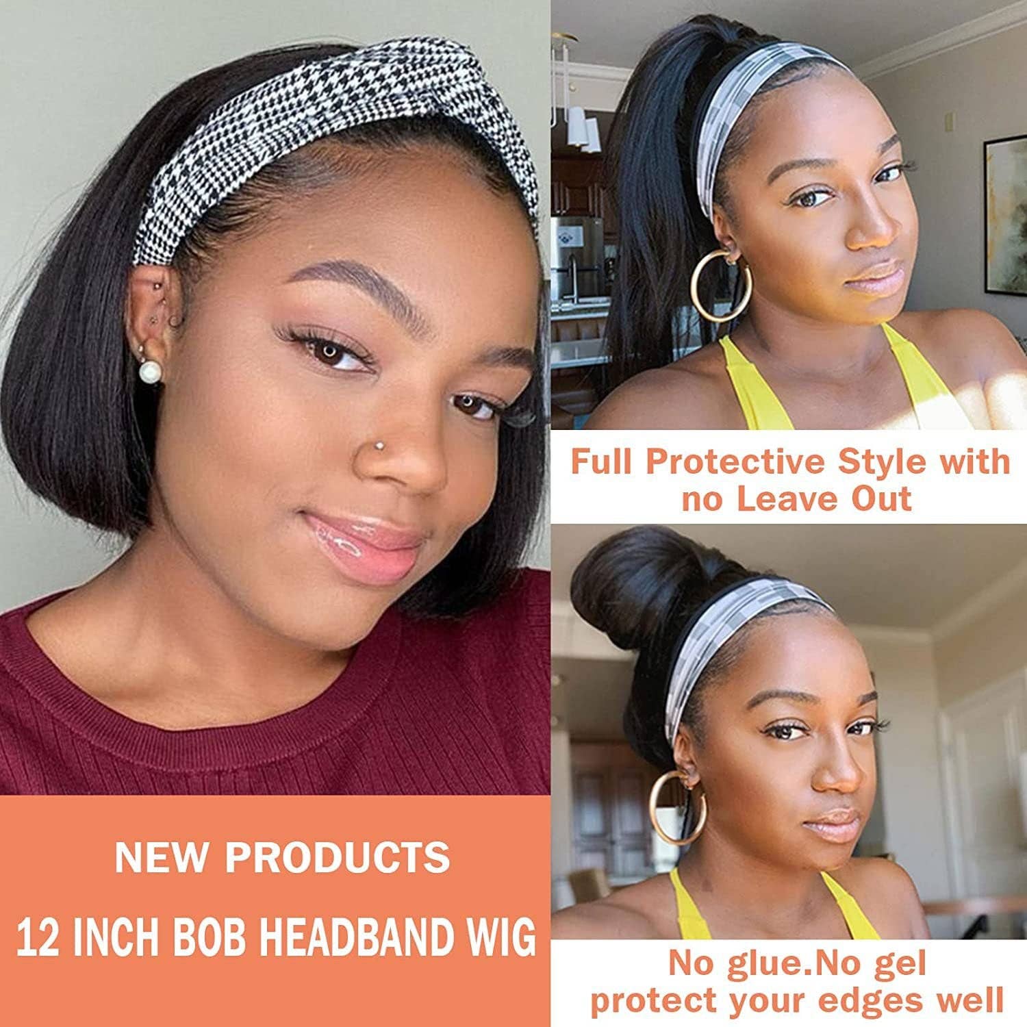   Short Straight Bob Headband Wig - 10 Inch Synthetic Hair for wholesale on Faire2