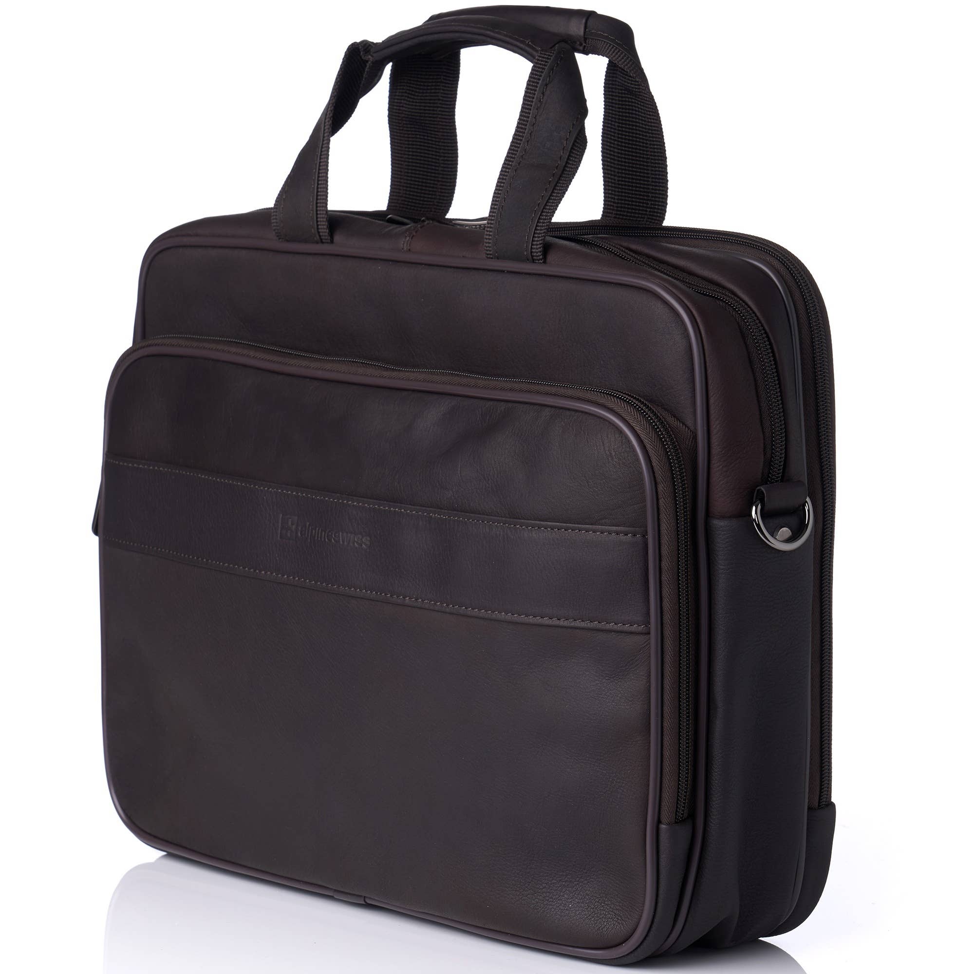 Alpine Swiss - Wholesale Briefcase - Unisex - Messenger Bag Leather 15.6 Laptop Briefcase Portfolio Busine6