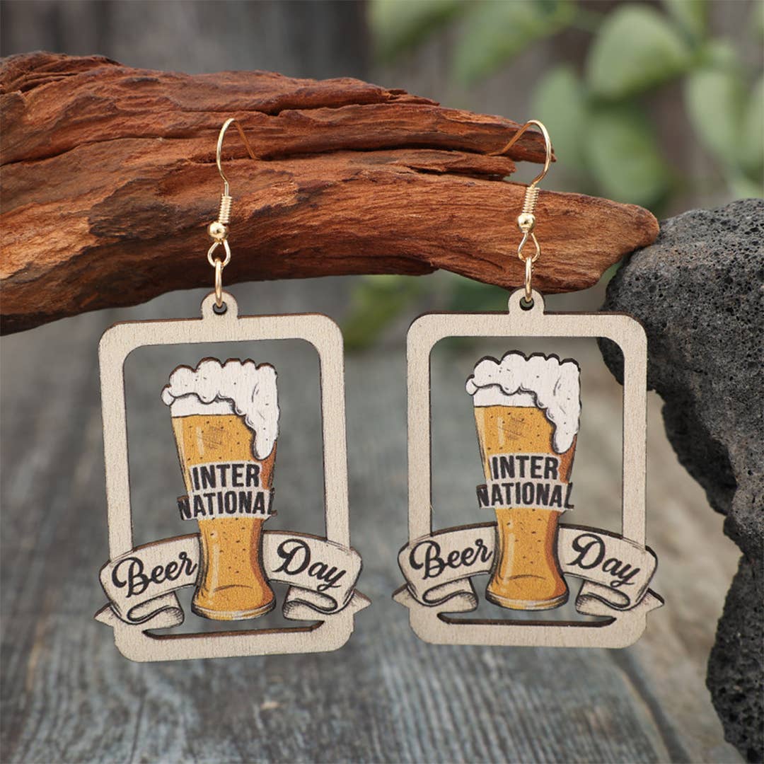 Jaune Boucles d'oreilles en bois à motif géométrique SP597 en vente sur Faire