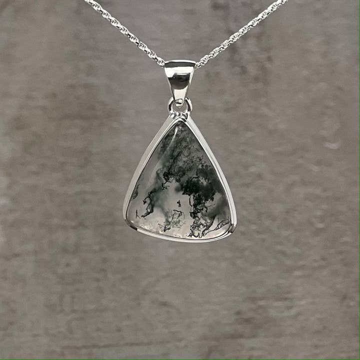 Moss agat hänge Sterling Silver för wholesale av Nugent Jewelry