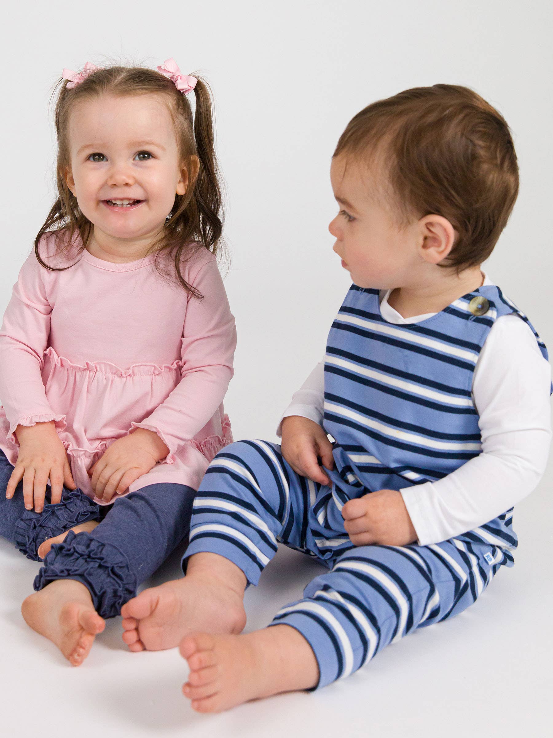 Baby Boys Periwinkle Blue Stripe Knit Longall Pocket Romper for wholesale on Faire2