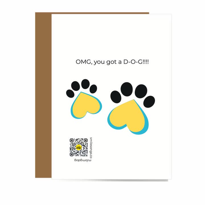 OMG You Got a D-O-G Musical Card - Dog Adoption Celebration for wholesale by Smile Songs