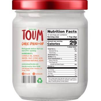 TOUM - Wholesale Dip - TOUM, Garlic Spread & Dip, 12 Fl oz, Vegan, Gluten-free, KO1