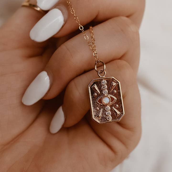 Ellie Opal Pendant Necklace for wholesale by Dainty Wishes Jewelry