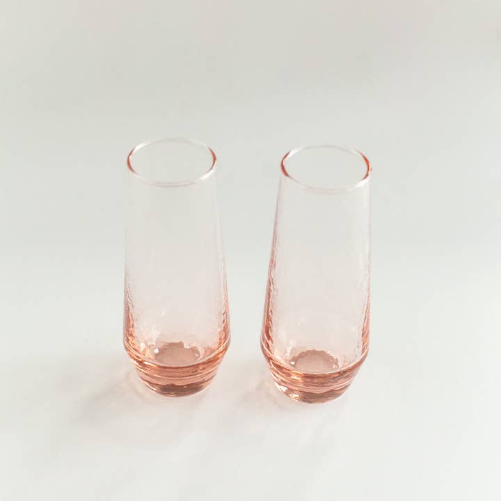 Creative Women - Wholesale Champagne Flute - Handblown Hammered Champagne Flutes | Set of 2