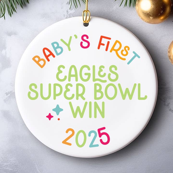 bebisens första Eagles Super Bowl-seger 2025 julprydnad för wholesale av Square Peggy