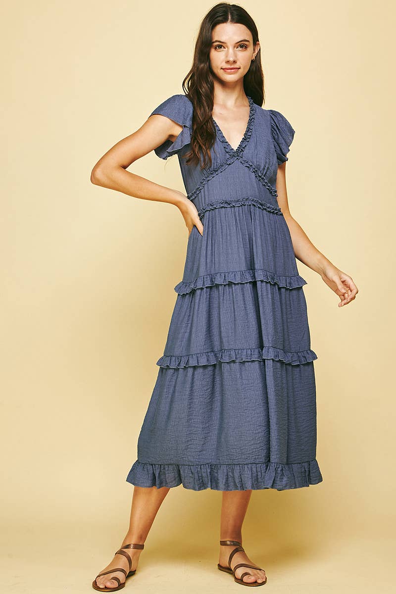 PINCH - Wholesale Dress - Women's - RUFFLED TEA LENGTH DRESS - 3597D0
