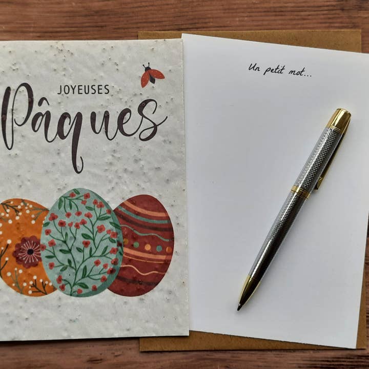 Des Mots Qui Fleurissent - Wholesale Easter Card - Card to plant - Happy Easter (eggs)1