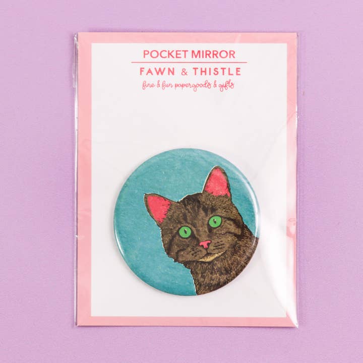 Fawn & Thistle Ltd (US Duties Paid) - Wholesale Compact Mirror - Curious Cat Pocket Mirror | Compact | Makeup Mirror5