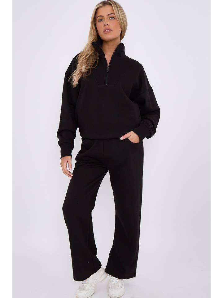 Stylewise Direct – wholesale Lounge set – Women's – 1/2 Zip Top & Jogger Fleece Co-ord1