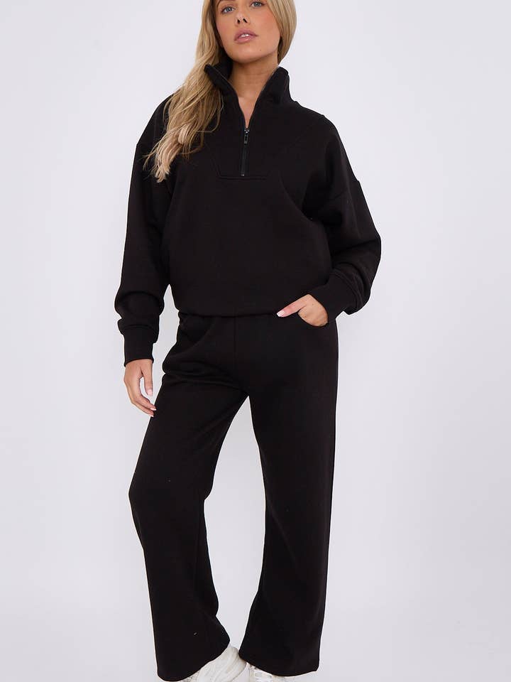1/2 Zip Top & Jogger Fleece Co-ord for wholesale by Stylewise Direct