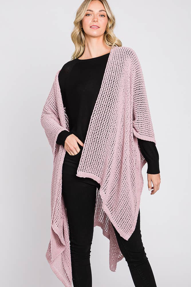 Hana - Wholesale Cardigan - Dames - Solid Chenille Crochet Ruana22