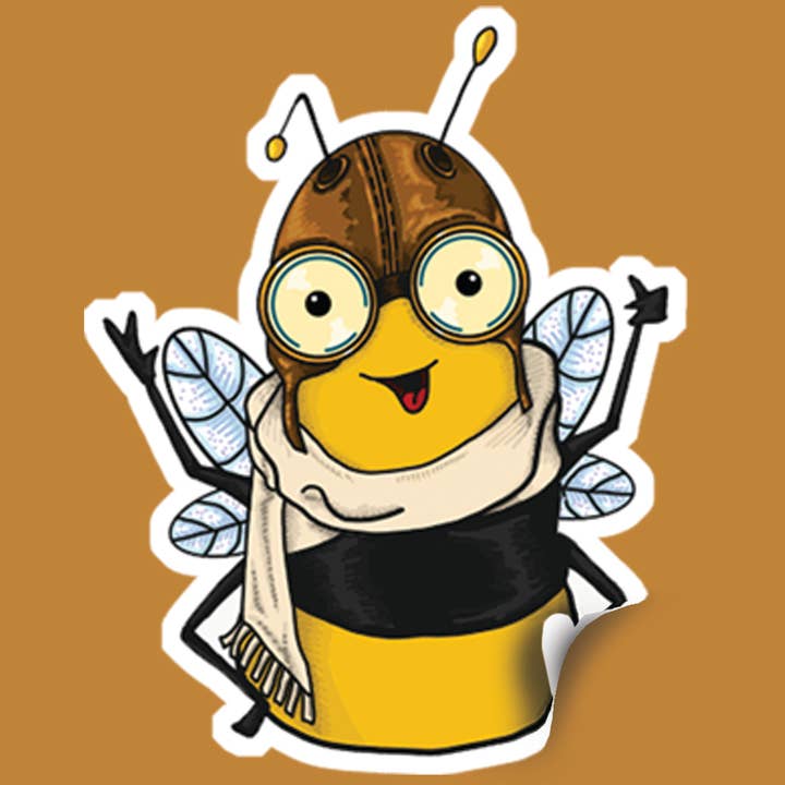 Bee Bomber Sticker voor wholesale door Black River Letterpress & Paper Co.