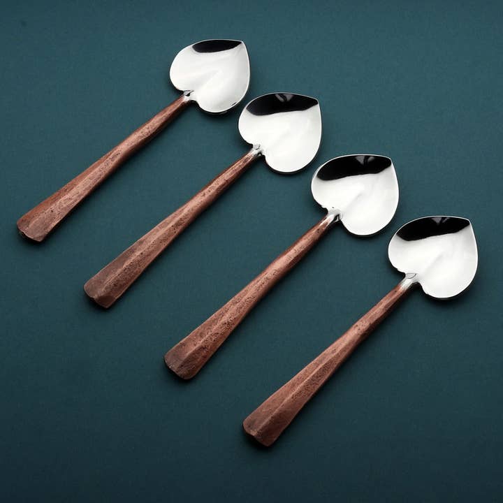 INOX artisans - Wholesale Table Spoon (Cutlery) - INOX Ridge Heart Spoons 4 Pc. Set