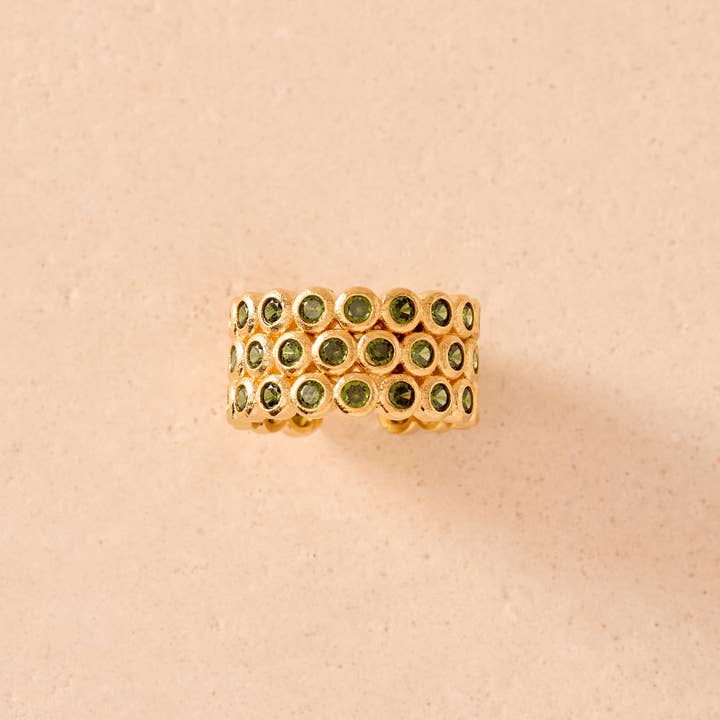 Agapée Jewelry - Wholesale Multi-Stone Ring - Amélia Trio Dark Green Ring | Jewelry Gold Gift Waterproof1