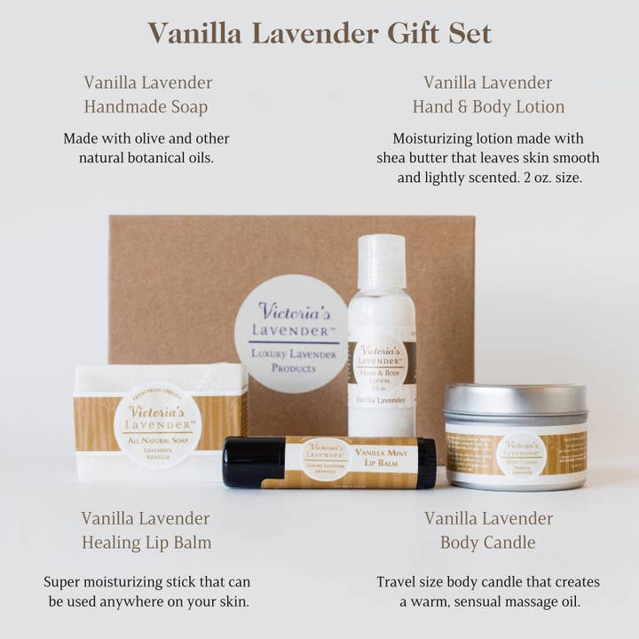 Victoria's Lavender, LLC - Wholesale Bath & Body Set - Vanilla Lavender Moisturizing Body Care Gift Set2