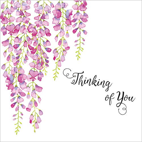 Thinking of You Wisteria Greeting Card for wholesale by Lilac Tree Designs