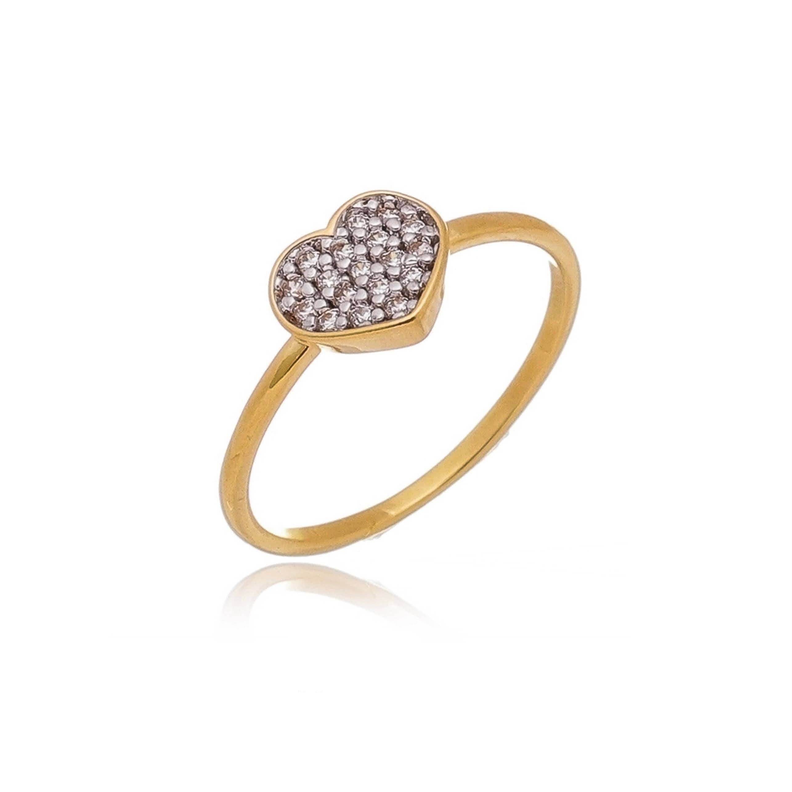 GoldFi - Wholesale Multi-Stone Ring - 18k Gold Filled Dainty Cubic Zirconia Heart Ring0