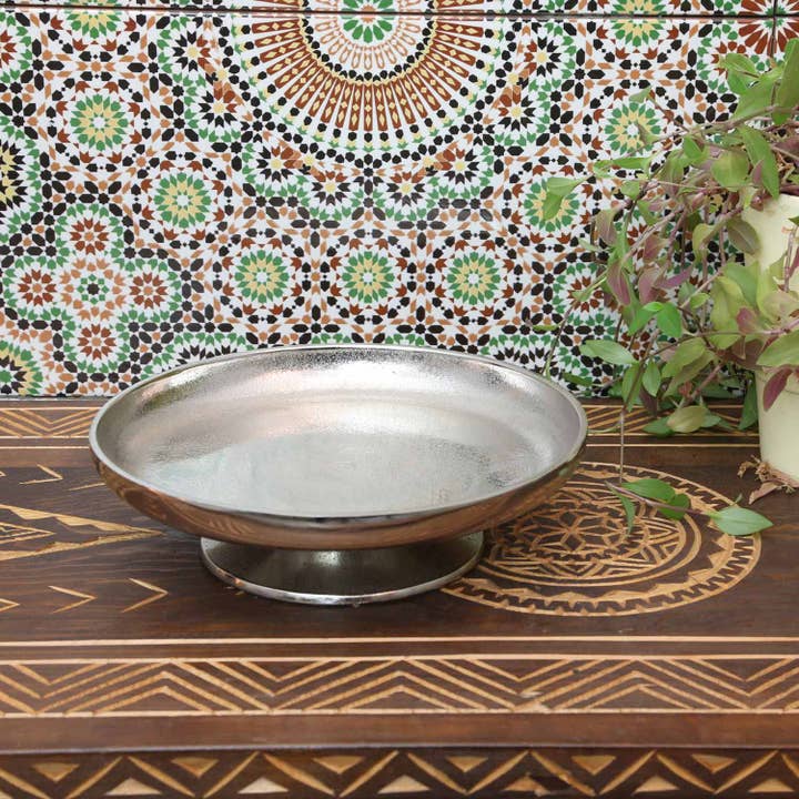 Casa Moro - Vente Plateaux de service - Assiette à gâteau Livorno M en argent avec plateau de service à base ronde3