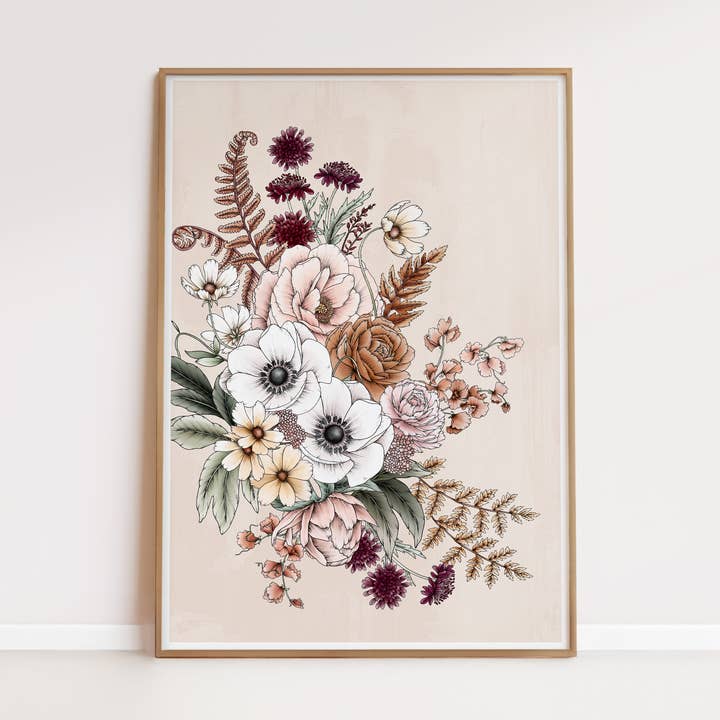 Bouquet in Beige Artprint for wholesale by Typoflora