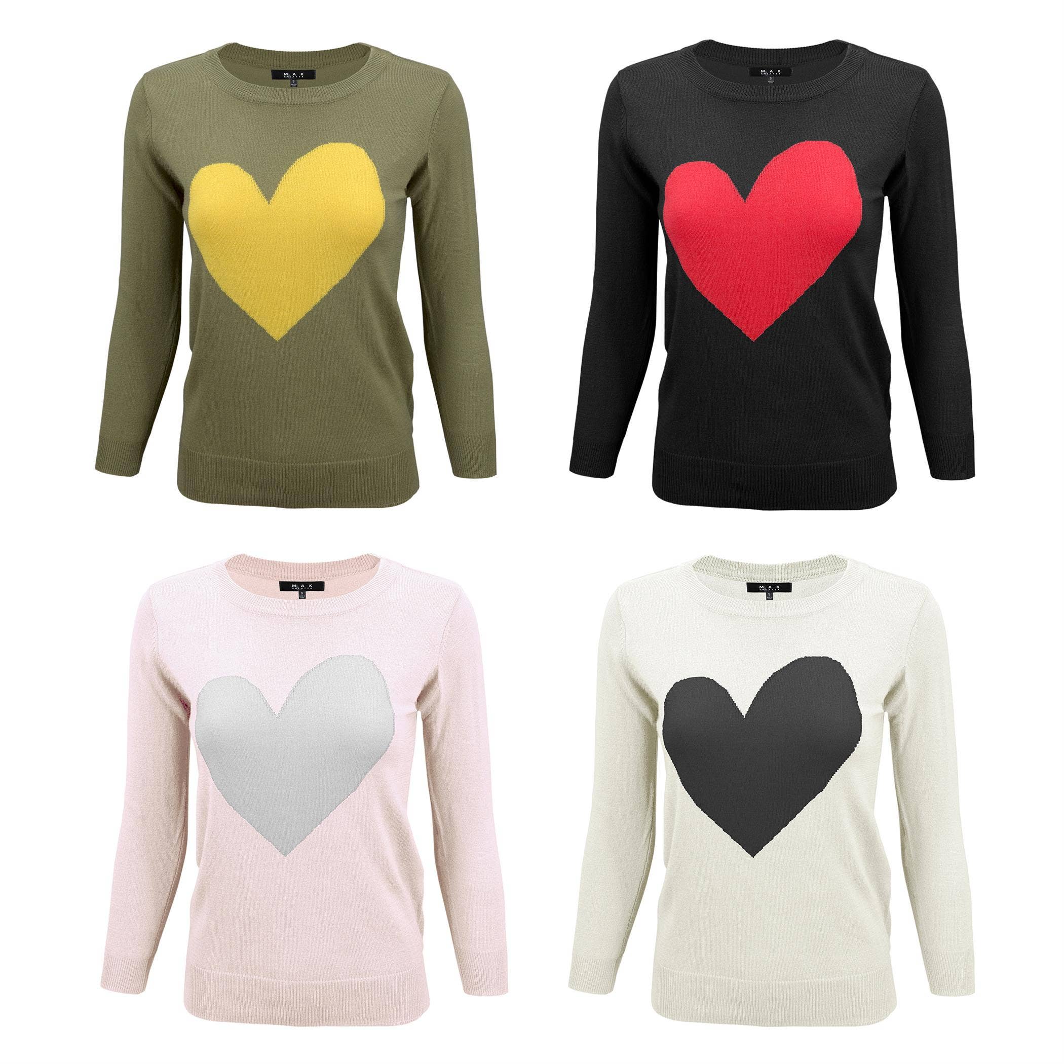 Mak – wholesale Pullovertröja - Dam – Heart Chenille Crewneck 3/4 ärm tröja MK35956