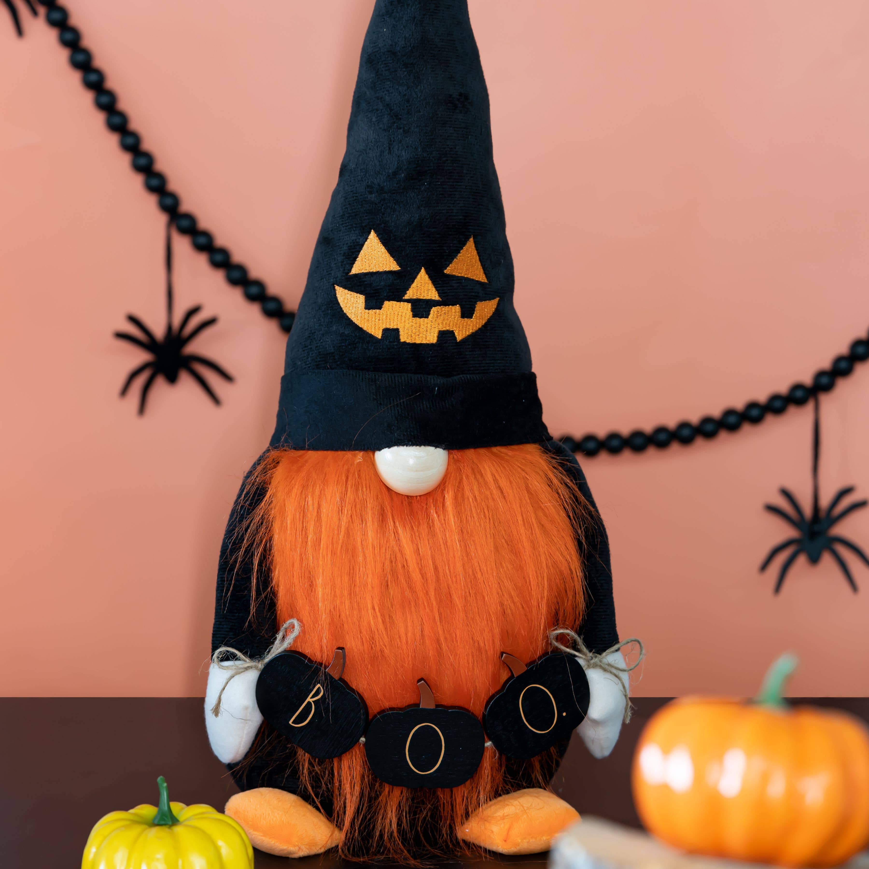 DesignStyles Home – wholesale Decorative figurine – Rae Dunn “Boo” Plush Halloween Gnome1