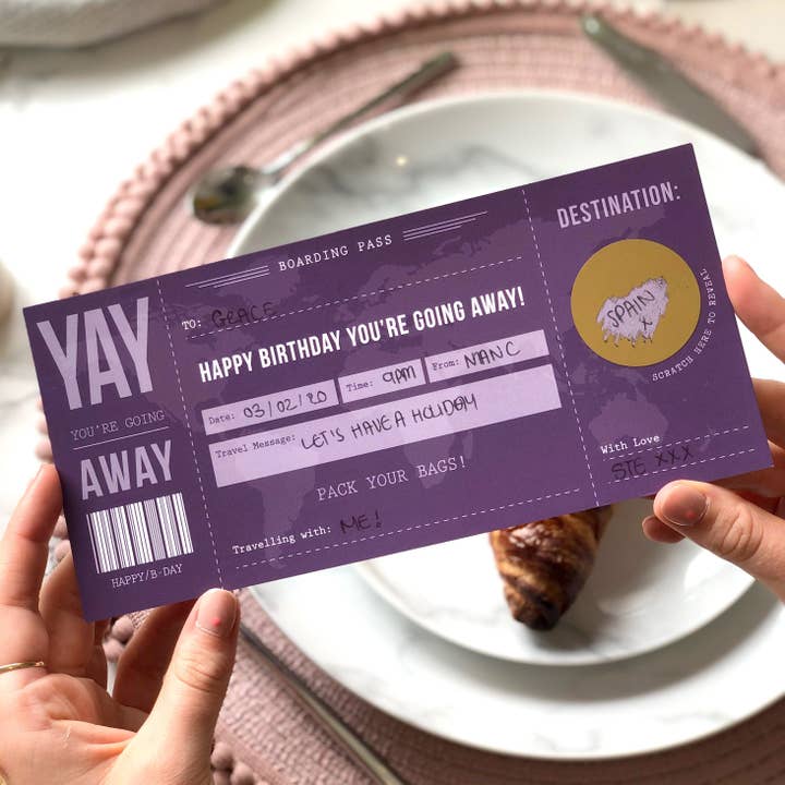 Rodo Creative - Vente Cartes d'anniversaire - Carte d'embarquement avec carte à gratter d'anniversaire