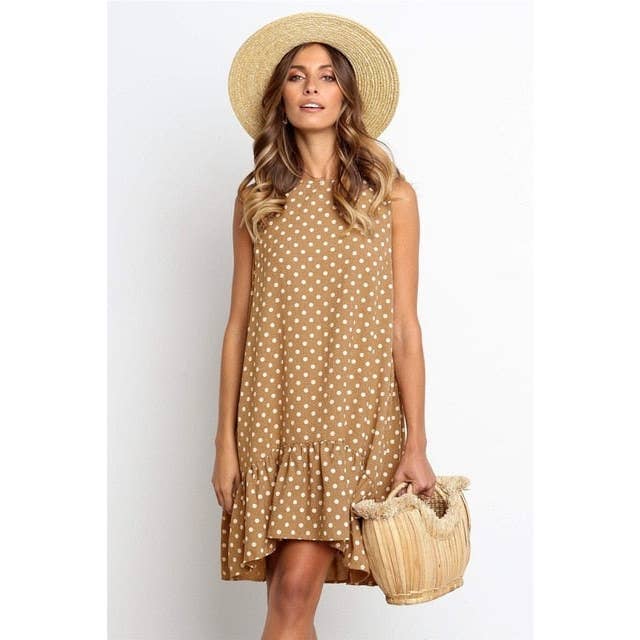 Sharon Tatem Fashion LLC - Wholesale Dress - Women's - Dress Sexy Boho Beach Sundress Women Floral Printed Polka Dot49