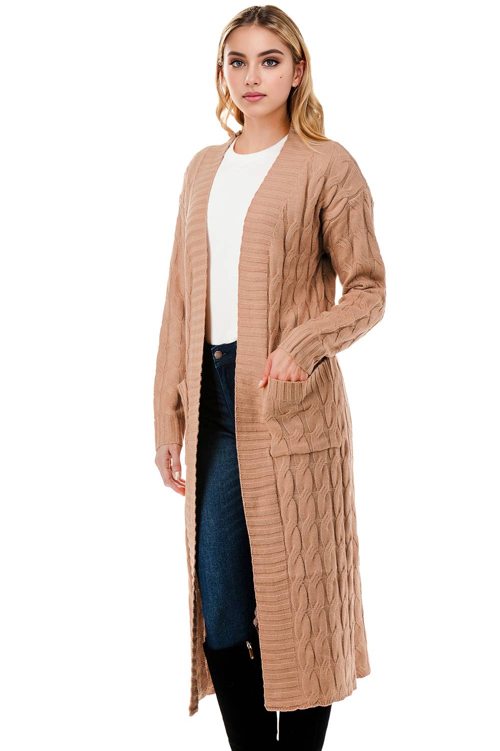 Color 5 – wholesale Cardigan – Women’s – Super long coat style sweater cardigan with side pockets15