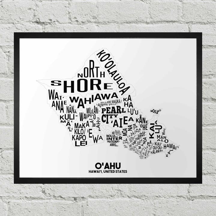 Typographie du quartier d'Oahu, Hawaï, carte de la ville, imprimer pour la vente par Damon D Chan