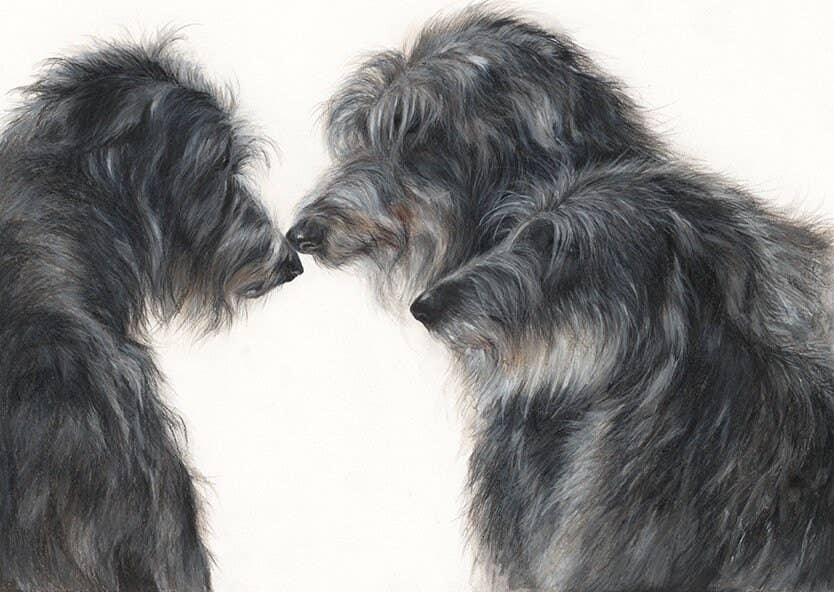 Art by Lana Mathieson - Wholesale Everyday Greeting Card - A Royal Gathering | Scottish Deerhound Greeting Card1