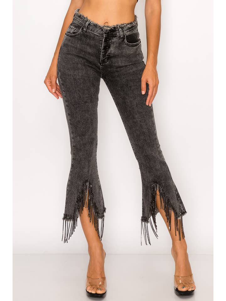 Blue B - Wholesale Jeans - Women's - 1365P - RHINESTONE FRINGE DENIM PANTS17