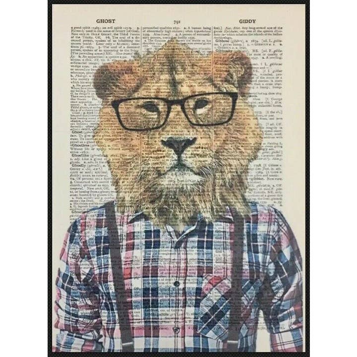 Lion Dictionary Wall Art Print - Quirky Animal Prints for wholesale by Parksmoonprints