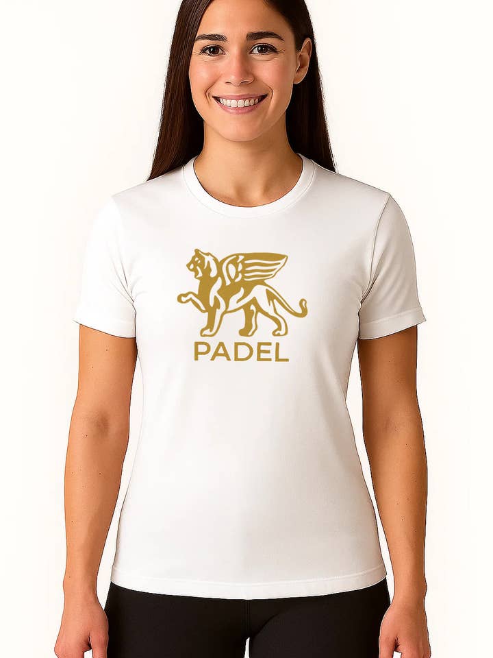 Women Gold Lion Pro Padel Tee for wholesale by KOURTLY by Loriet Sports
