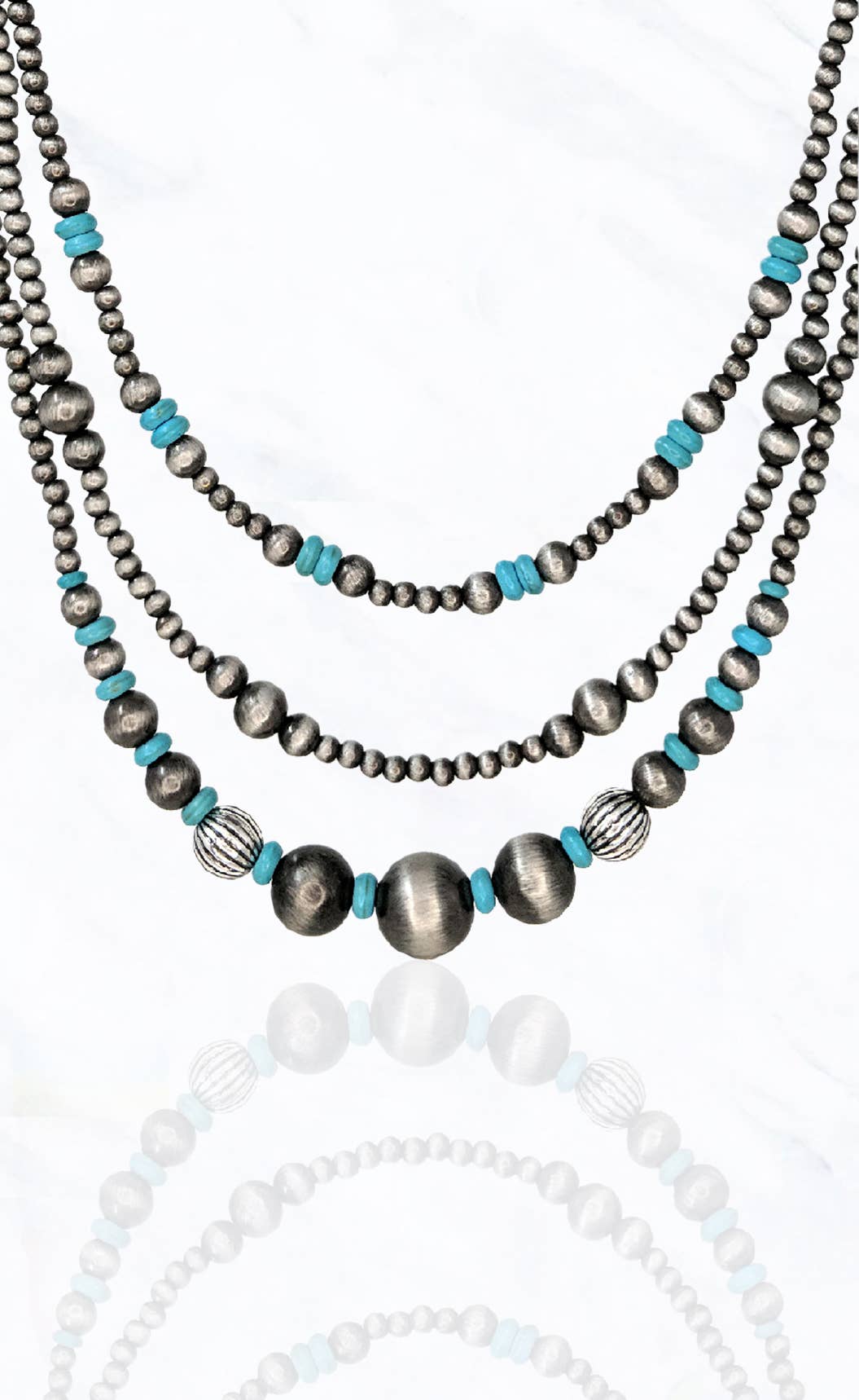 Suzie Q USA - Vendita all'ingrosso Collane di perline/perle - Collana a strati con perline e accenti di turchese2