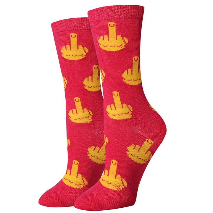 Ladies Pink Middle Finger Socks for wholesale by Sock Harbor / Bigfoot Sock Co.